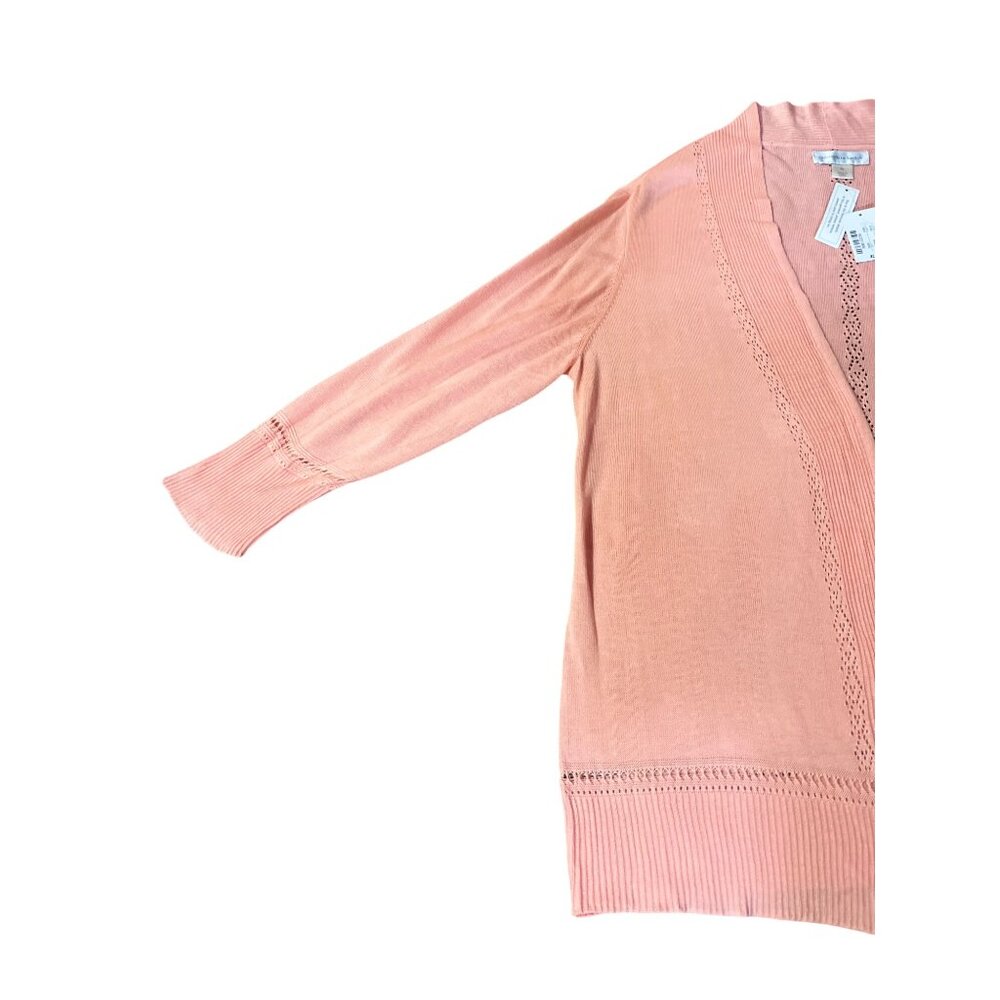 Christopher & Banks Cardigan Womens XL Peach Pink Open Front 3/4 Sleeve NEW - Picture 6 of 16